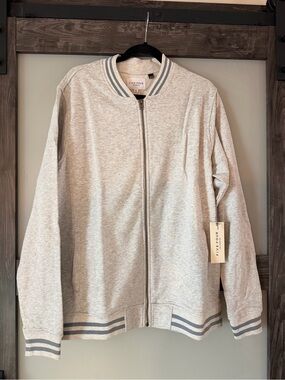 Five Four Las Angeles Light Gray Jacket with Contrast Stripe Trim